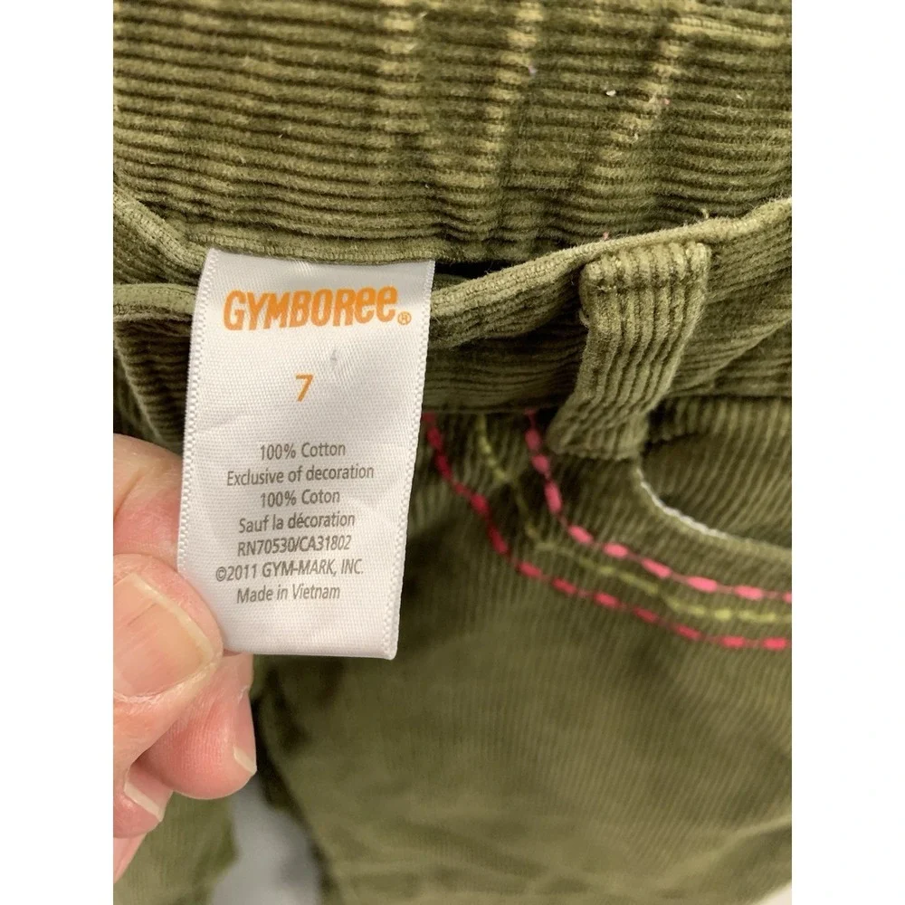 Gymboree Floral Embroidered Y2K Corduroy Green Pants Size 7 Youth‎